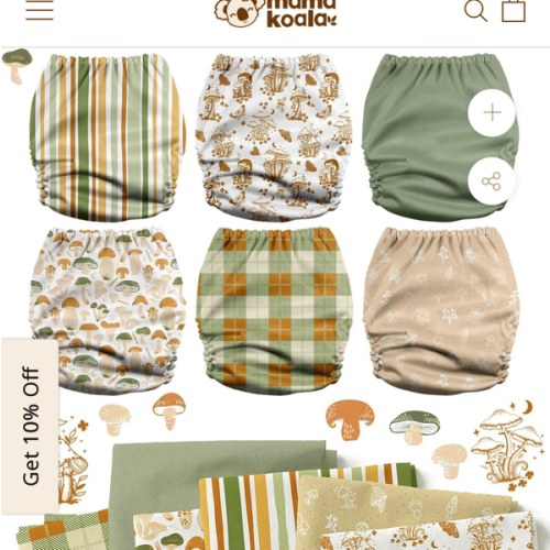 POCKET DIAPER 3.0 WITH INSERTS - 6 PACK(Mushrooms)