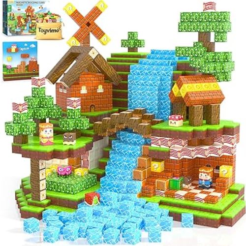 150 PCS Magnetic Blocks: Magnet Toys for Kids Ages 3+, STEM Sensory Building Cubes for Toddlers, Magnetic Tiles for 3-12 Boys & Girls Years Old, Stacking Game Toy for Travel Birthday Gifts