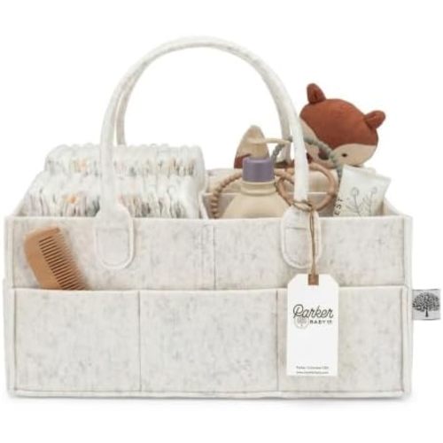 Parker Baby Co. Felt Diaper Caddy Organizer - Large, White