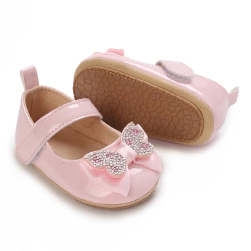 WILLFUN Baby Girls Mary Jane Flats Floral Princess Dress Crib Shoes Non-Slip for Toddler First Walkers