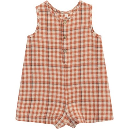 Mavrick Gingham Cotton Romper, 6-12M
