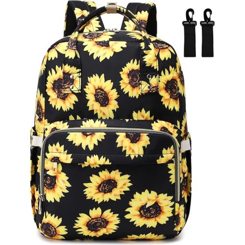 Sunflower Diaper Bag Backpack for Baby Girls Boys, Waterproof Maternity Nappy Backpacks with Stroller Straps Luggage Strap for Moms