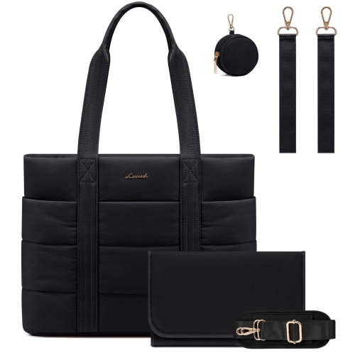 Lovevook Diaper Bag Tote,Fashion Mommy Tote Bag Work Travel Diaper Bag Fit up to 15.6inch Laptop Chic Puffer Fabric Soft & Comfortable