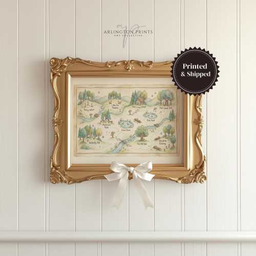 Woodland Nursery Map UNFRAMED Forest Animal Storybook Wall Art Print 12-602