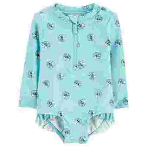 Carter's Child of Mine Baby Girl Long- Sleeve Rash Guard Swimsuit, One-Piece, Sizes 0/3-18M