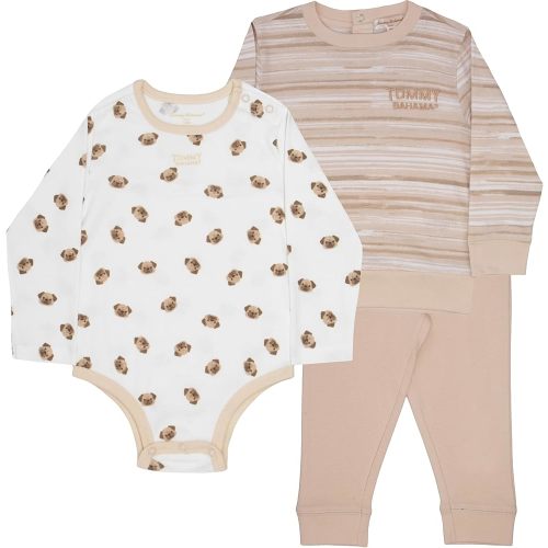 Tommy Bahama Baby 3-Piece 100% Cotton Set - Long Sleeve Shirt, Onesie, and Pants Bundle for Infants and Babies