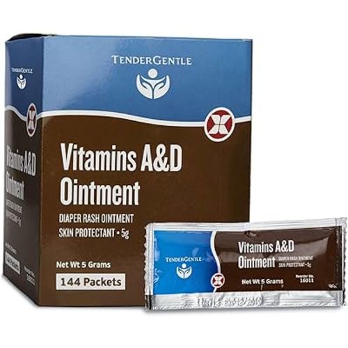 Vitamin A&D Ointment For Baby Diaper Rashes - 144 Packets of A and D Ointment for Adults, Babies, and Seniors - Skin Protectant Cream