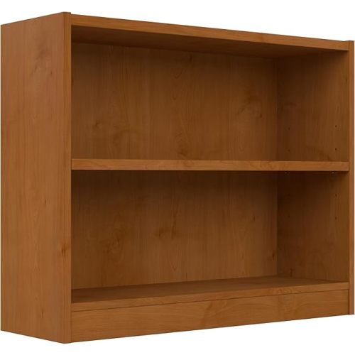 Bush Home Universal Small 2 Shelf Bookcase in Natural Cherry, Low Storage and Display Bookshelf for Home Office or Living Room Organization