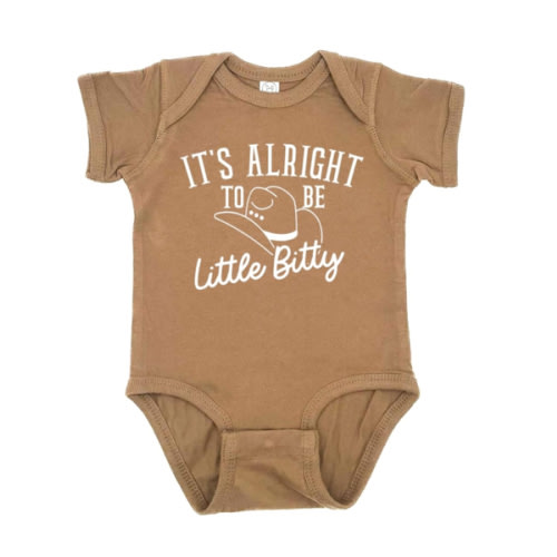 It's Alright To Be Little Bitty Infant Onesie (3-6 Months, Brown)
