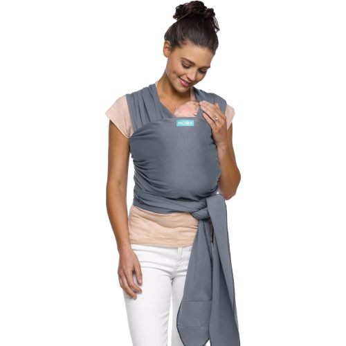 Moby Baby Wrap Carrier Classic for Newborns to Toddlers (8-33lbs), Infant Sling Carrier, Lightweight & Hands Free Design, Adjustable for All Body Types (Flint)