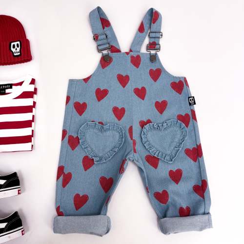 LOVE HEART DENIM DUNGAREES – Skeletots