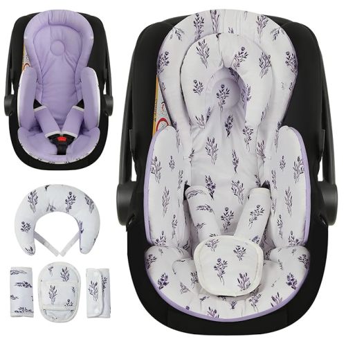 Infant Car Seat Insert, Body Support for Baby Newborn Infant Toddler with Extra Headrest, Shoulder Pads Set, Soft, Plush Fabric, Reversible Design Fits for Stroller, Baby Swing, Bouncer