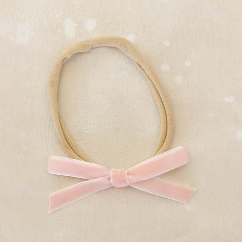Velvet infant bow // Baby Pink
