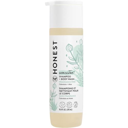 The Honest Company 2-in-1 Cleansing Shampoo and Body Wash for Sensitive Skin, Tear-Free, Hypoallergenic with Naturally Derived Ingredients, Fragrance-Free, 10 fl oz