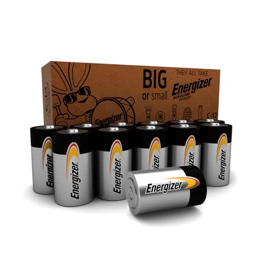 Energizer Alkaline Power C Batteries (12 Pack), Long-Lasting Alkaline C Cell Batteries