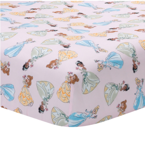Disney Princess Belle, Tiana, & Cinderella Fitted Crib Sheet by Lambs & Ivy