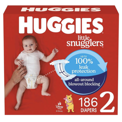 Huggies Size 2 Diapers, Little Snugglers Baby Diapers, Size 2 (12-18 lbs), 186 Count (3 Packs of 62), Packaging May Vary