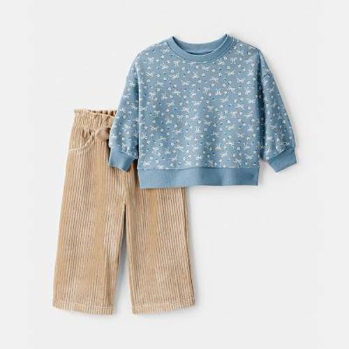 Baby Girl Carter's 2-pc. Bow Crewneck & Corduroy Wide Leg Pants Set