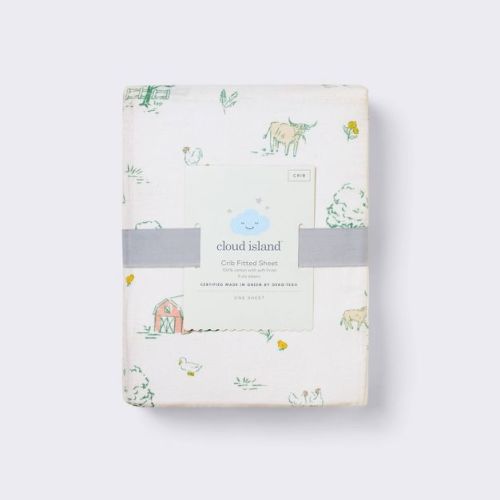 Cotton Fitted Crib Sheet - Farm Friends - Cloud Island™: 200 Thread Count, 100% Cotton
