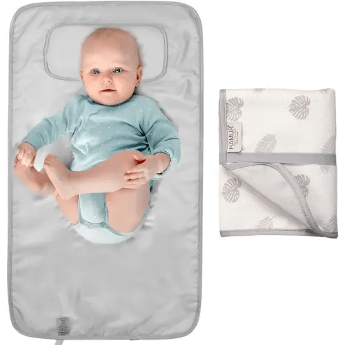 Hamur Home Portable Changing Pad – Waterproof, Washable & Easy Wipe Clean, Foldable Travel Baby Changing Mat for Diaper Bag, Compact & Lightweight, Must-Have for Newborns (Leaves Pattern)