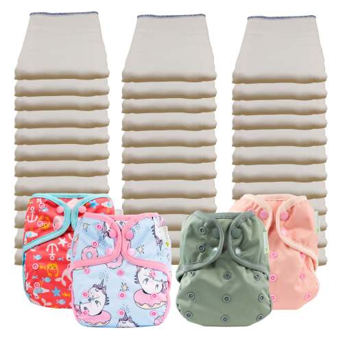 Unbleached Economy Prefold Diaper Packages with OsoCozy One Size Covers