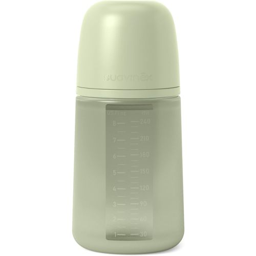 Suavinex Color Essence SX PRO Physiological Soft Flexible Silicone Baby Bottle, Anti Colic Baby Bottles, Supports Breast Feeding Babies, Made in Spain, Medium Flow, 8oz, Jungle Green