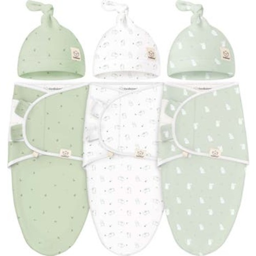 3-Pack Soothe Swaddle Wraps with Knot Hats, Medium