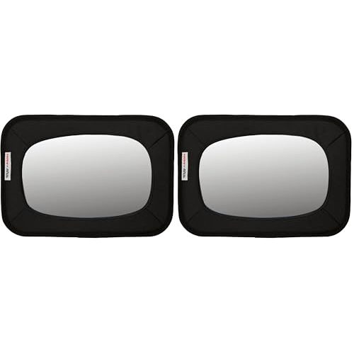 Nuby x Safe in the Seat Backseat Baby Mirror - Shatter-Resistant Car Mirror with Tether Anchor Strap - Fits Most Headrests for Rear-Facing Baby Monitoring (Pack of 2)