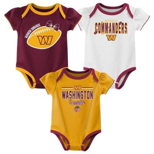 NFL Washington Commanders Girls' White 3pk Bodysuit