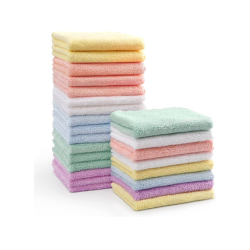 HOMEXCEL Baby Washcloths 24 Pack-Microfiber Coral Fleece Baby Bath Face Towel 7 x 9 Inch Extra Absorbent and Soft Burp Cloth and Wash Cloths for Newborn-Infants and Toddlers-Gentle On Sensitive Skin