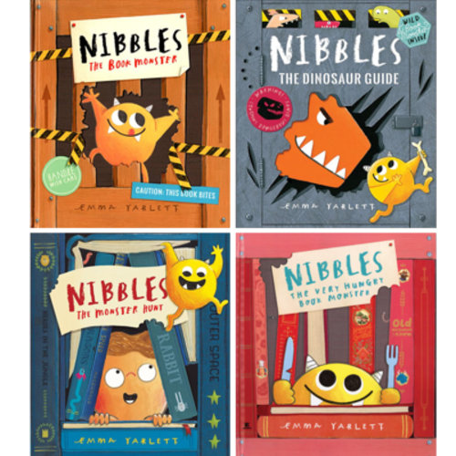 Nibbles The Book Monster; Nibbles The Dinosaur Guide; Nibbles The Monster Hunt; The Very Hungry Book Monster by Emma Yarlett (Hardcover Set)