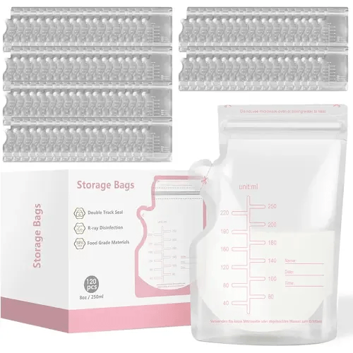 Breastmilk Storage Bags 120PCS, Breastfeeding Disposable Milk Storage Bag, Disposable Milk Storage Bag with 8.8 Ounce Spout Type, No-Leak Milk Freezer Storage Pouche (Pink, 120pcs) : Amazon.com.au: Baby