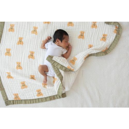 Teddy Bear Blanket: 6-Layer Muslin Swaddle, 100% Cotton Bear Nursery
