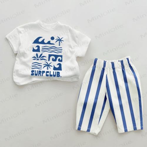 SURF CLUB. Baby Blue Vertical Striped 2-piece Set