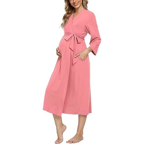 Xpenyo Women's Maternity Sleepwear,Labor/Delivery/Nursing/Hospital Nightgown Kimono Robes Long Pregnancy Loungewear