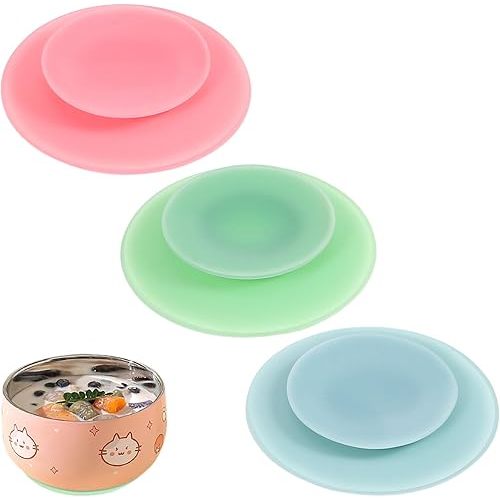 DOITOOL 3pcs Silicone Suction Plate Double Sided Suction Cups Silicone Utensil Rest Sucker Pads for Plate Silicone Grip Dish Suction Cup Plates Plate Bowl Fixing Pad Suction Pads