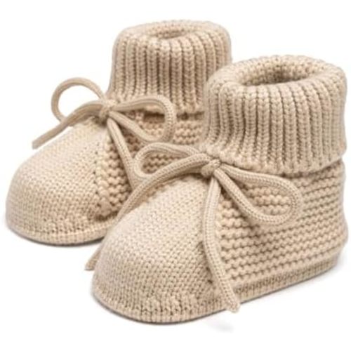 Meckior Baby Booties Newborn First Walkers Cozy Shoes Warm Hand Crochet Knit Soft Socks for Infant Boy Girl
