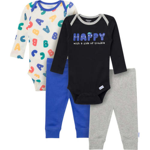 4-Piece Baby Boys Happy Letters Onesies® Bodysuits and Pants