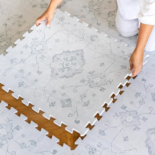 Baby Play Mat for Floor – 6x8ft Vintage Gray | PFAS Free Non Toxic Premium EVA Foam Tiles for Tummy Time, Crawling & Playpen – No Loose Edges Interlocking Babies & Toddlers (12 Tiles)