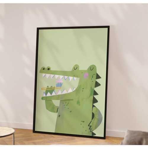Bathroom  print Brush your teeth art Boy's room decor Nursery Toddler Modern kids room Dentistry kids poster Baby room Crocodile