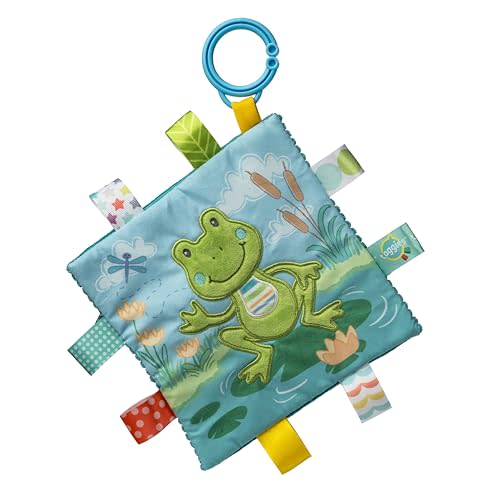 Taggies Crinkle Me Activity Toy with Baby Paper & Squeaker and Sensory Tags, 6 x 6-inches, Green Peepers Frog