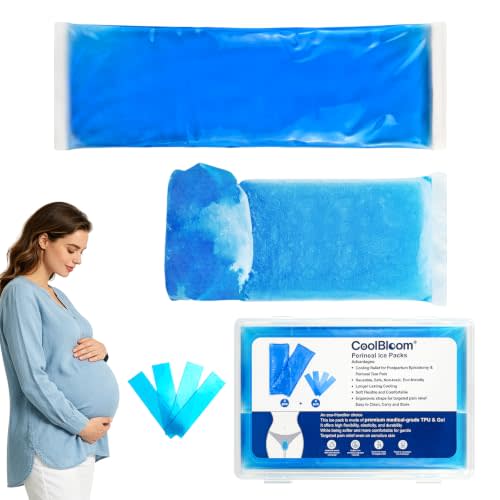 Reusable Postpartum Perineal Ice Packs, Flexible When Frozen Hot Cold Pads | 2Pc Medical Perineal Pads, Flexible When Frozen Hot Cold Relief Postpartum, Hemorrhoid & CSection Pain, Storage Case Included