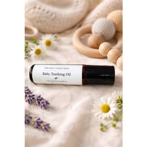 Natural Baby Teething Oil Roller | Soothing Chamomile, Lavender & Copaiba | Gentle Relief Blend | External Use Only | Organic Baby Care