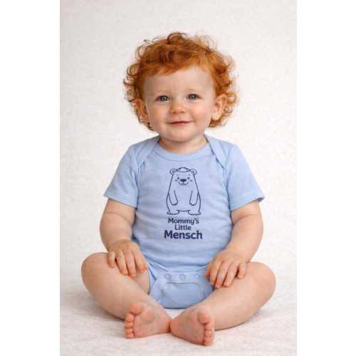 Jewish Baby Onesie | Mommy’s Little Mensch Bear Bodysuit | Funny Hebrew Infant Gift | Soft Cotton Baby Shower Outfit