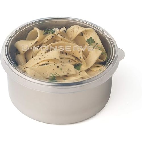 U Konserve Stainless Steel Round Food Storage Bento Box Container, Leak Proof Silicone Lid Dishwasher Safe - Plastic Free, 16oz