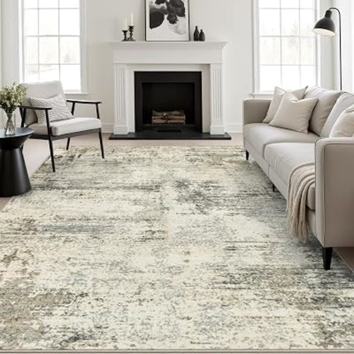 8x10 Area Rug Living Room: Modern Washable Soft Carpet Ash Brown