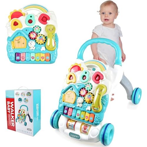 Baby Sit to Stand Toy Learn Walker Activity Center for Kids Lights and Sounds, Fun Musical Table, Gift for 9, 12, 18 Months, 1, 2 Year Old.