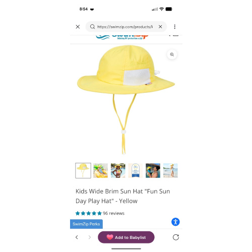 Kids Wide Brim Sun Hat "Fun Sun Day Play Hat" - Yellow