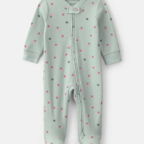 Baby Girl Butterfly Cotton 2-Way Zip Thermal Sleeper - Green | Carter’s Oshkosh Canada