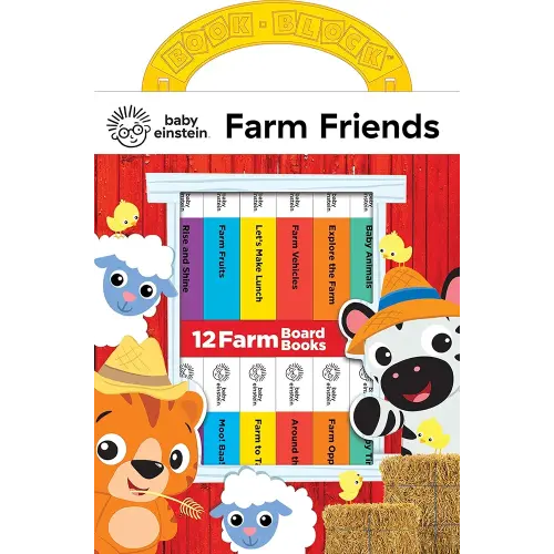 Baby Einstein - Farm Animals My First Library 12 Board Book Set - First Words, Opposites, and More Baby Books - PI Kids